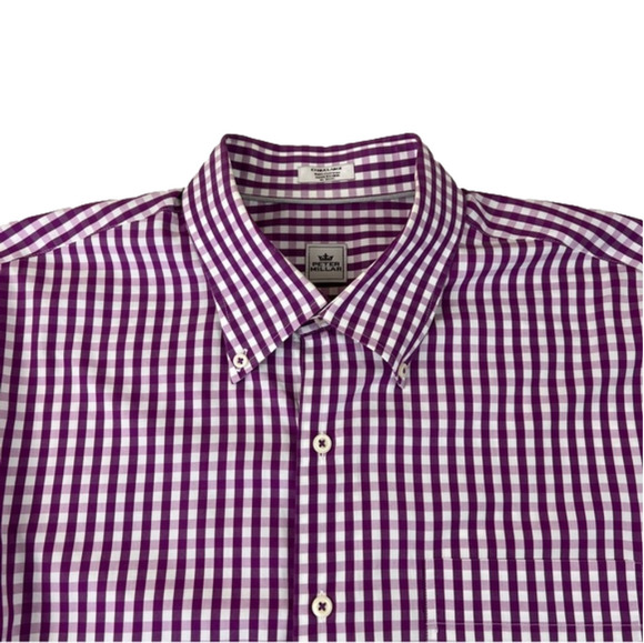 Men's Peter  Millar Pink Check Casual Button Up Shirt - Picture 1 of 9